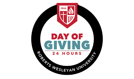 Logo that says Day of Giving 24 Hours Roberts Wesleyan University