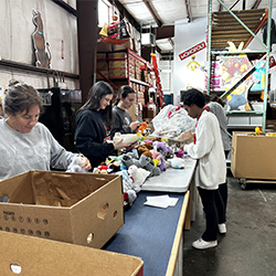 Students sort toys