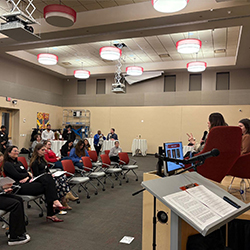 Students listen to panel members