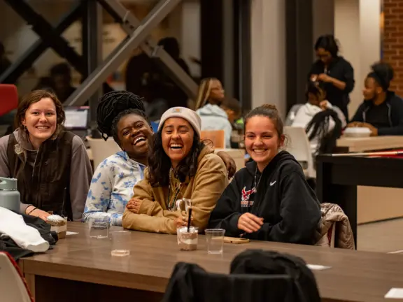 Students smile together