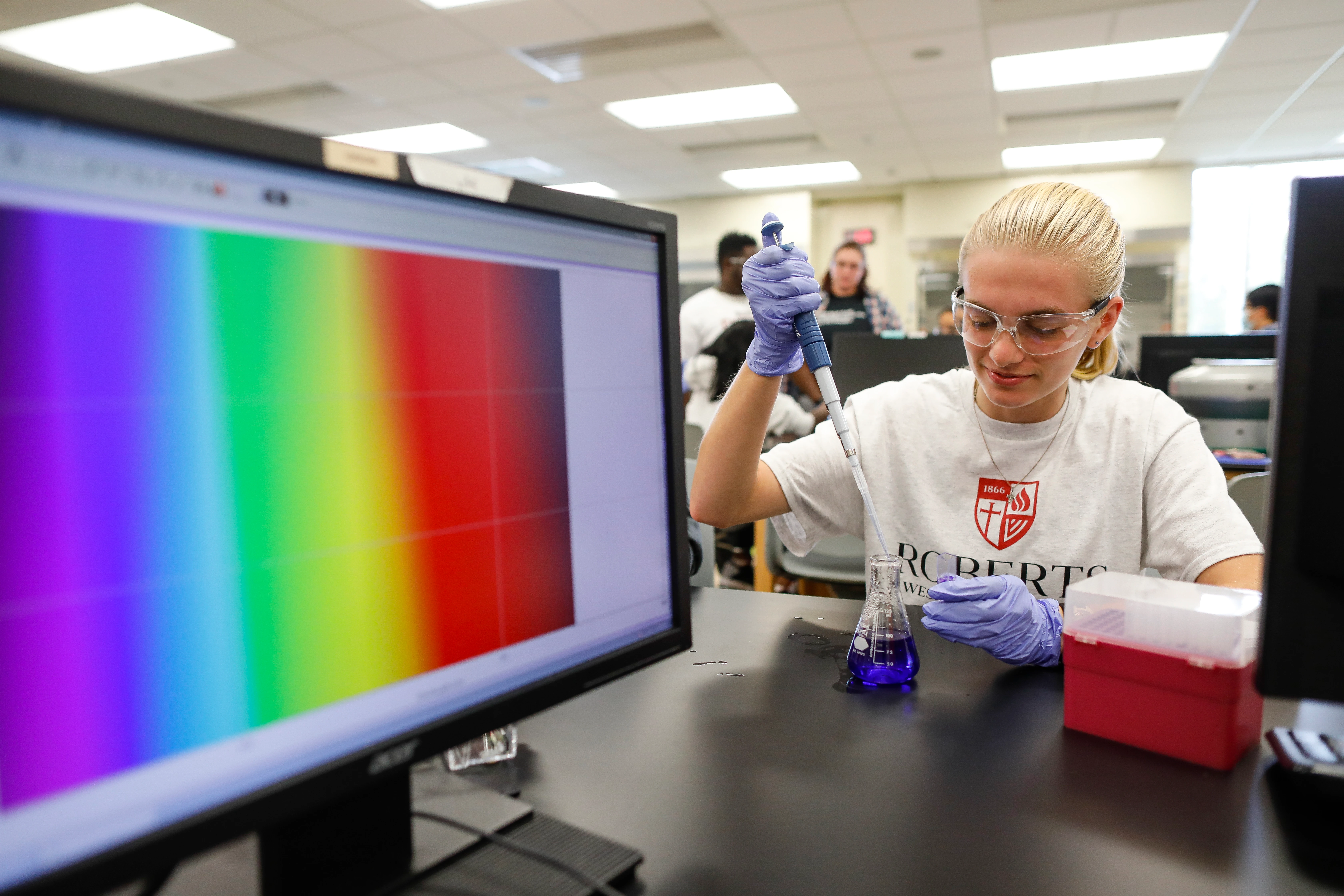 A Chemistry student at Roberts Wesleyan