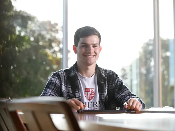 A student studying at Roberts