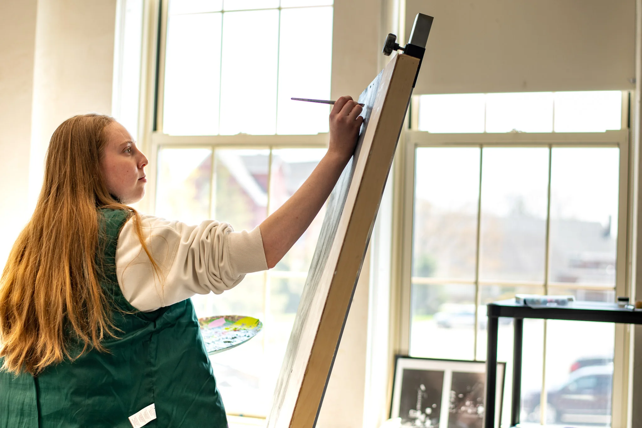 A student practices Studio Art